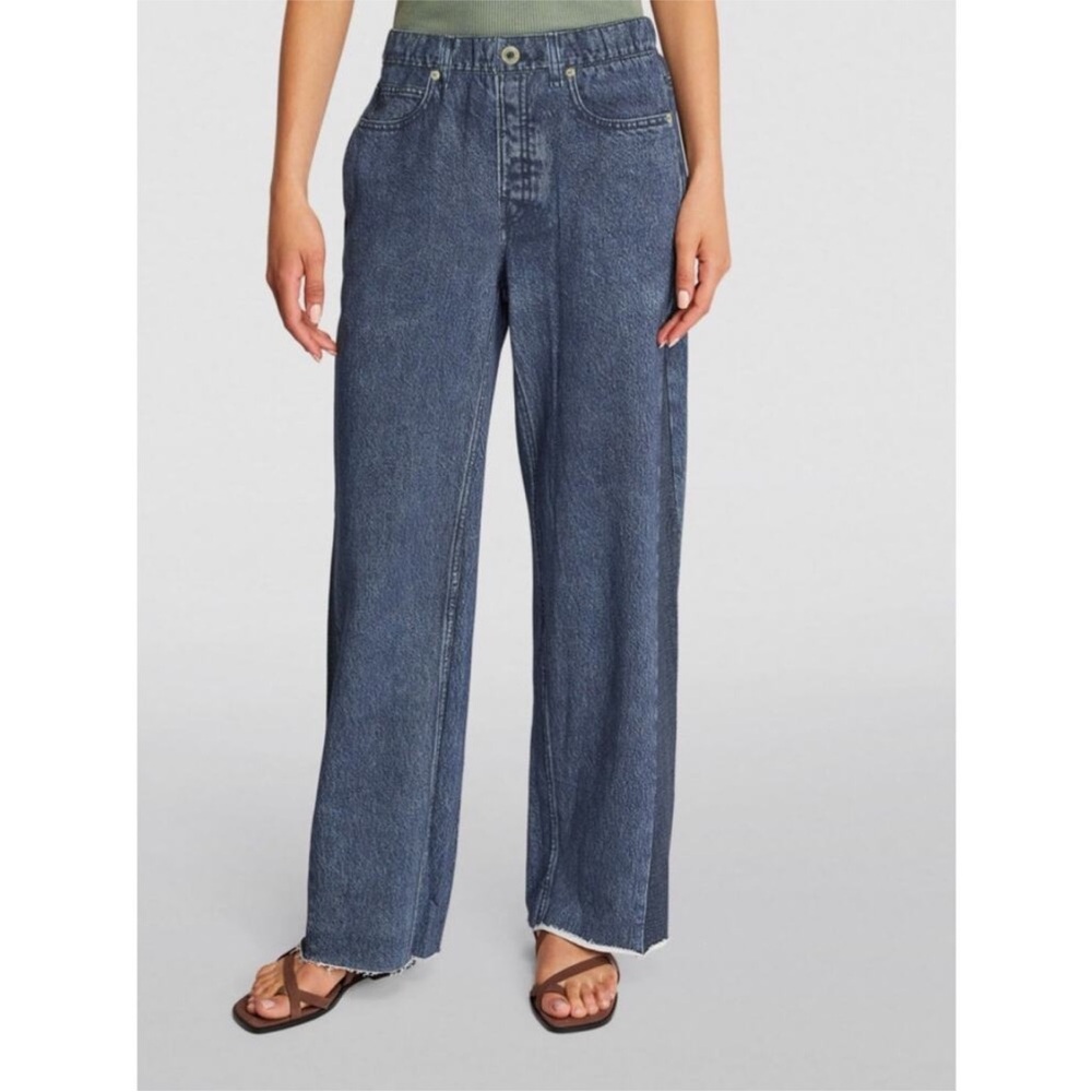 Rag & Bone Miramar Wide Leg Bridle Blue Denim Print Pant